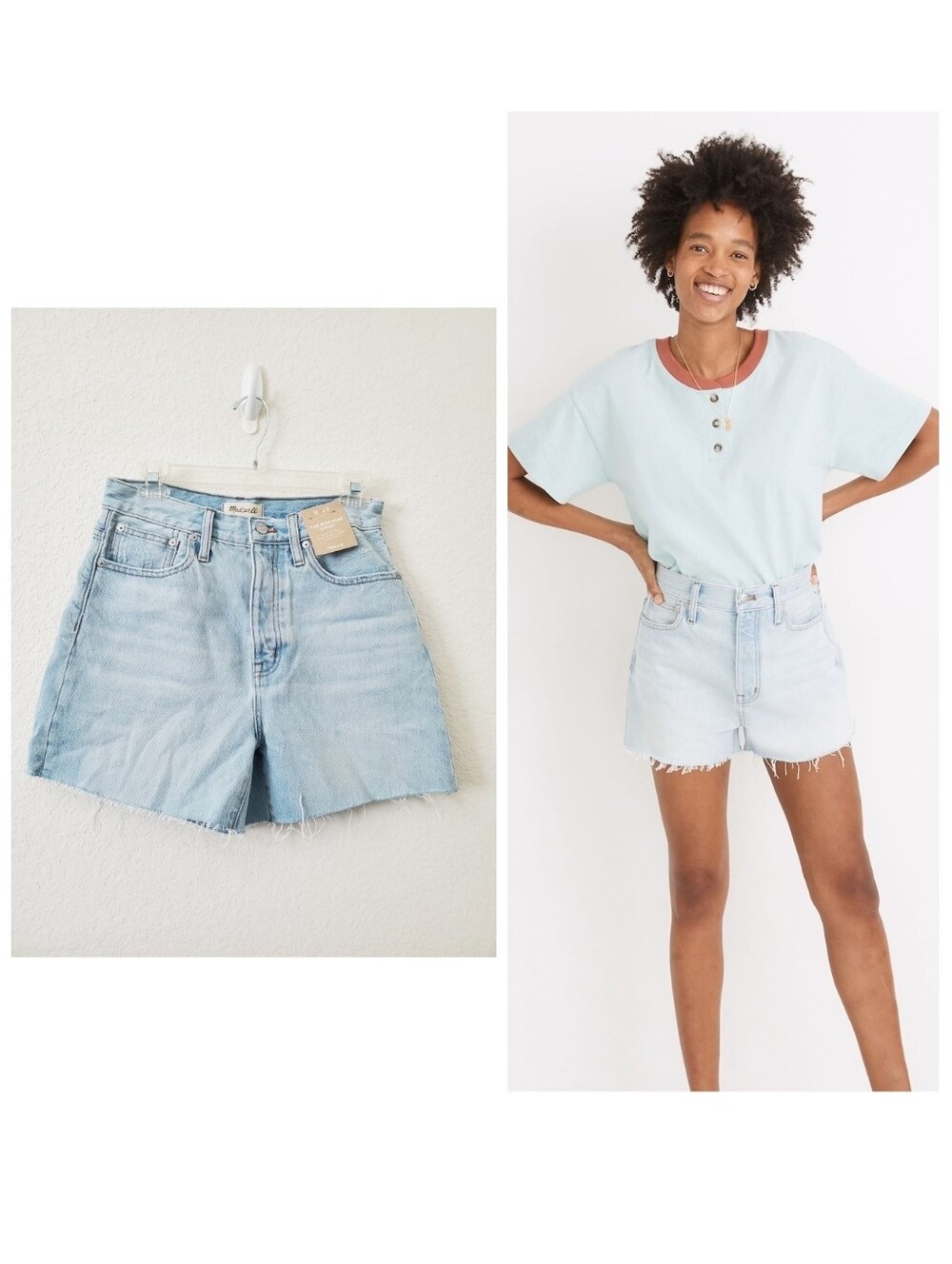 Madewell Momjean Light Wash Cutoff Denim Jean Shorts High Rise 26 90s Festival